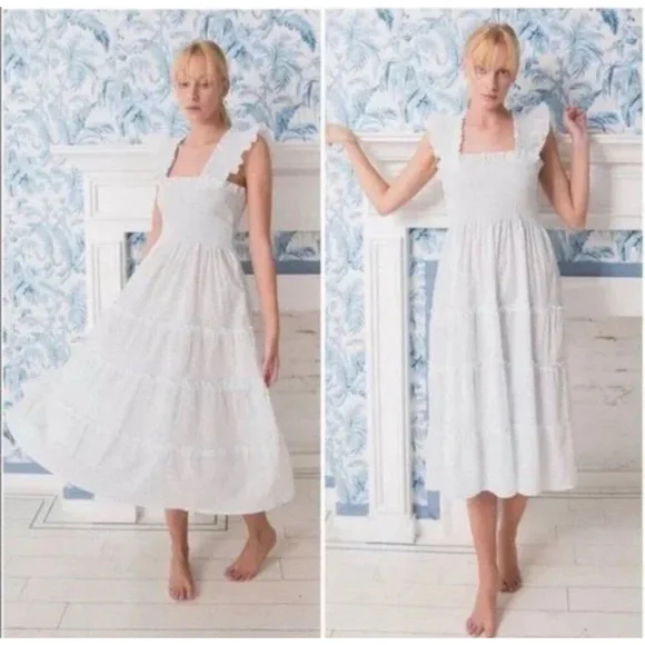 Hill House The Ellie Nap Dress Sheer White Swiss Dot M Prairie Cottage Tradwife - Picture 3 of 11